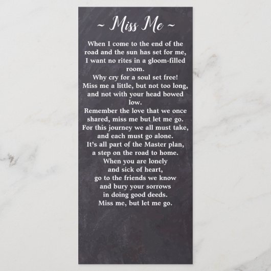 記念素朴詩葬儀祈りの言葉カードしおり メニュー (裏面)