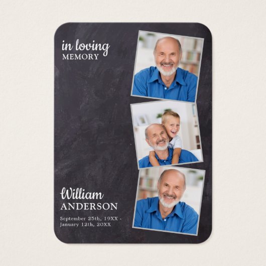 記念素朴3写真絹の葬儀祈りの言葉カード (正面)