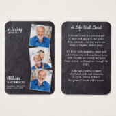 記念素朴3写真絹の葬儀祈りの言葉カード (正面&裏面)