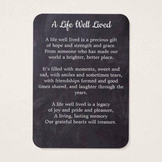 記念素朴3写真絹の葬儀祈りの言葉カード (裏面)