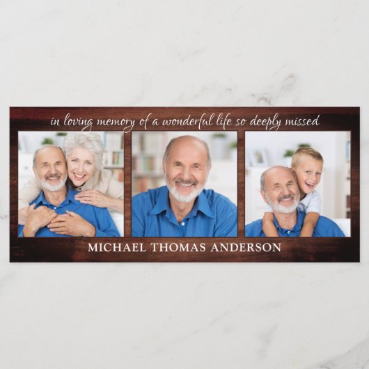 記念素朴3写真葬式祈りの言葉ブックカード メニュー (正面)