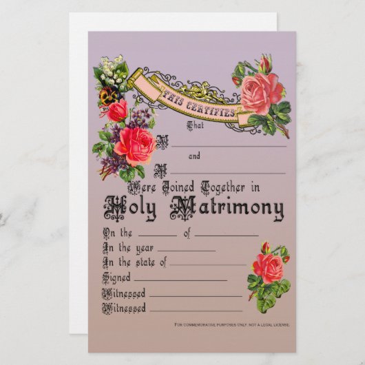 記念結婚免許 (正面/裏面)