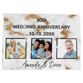 記念結婚大理石金ゴールド写真 ラージペーパーバッグ (裏面)