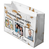 記念結婚大理石金ゴールド写真 ラージペーパーバッグ (正面アングル)