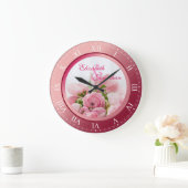 記念結婚的ローマ数字写真 ラージ壁時計 (ホーム)