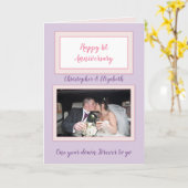 記念結婚紫と白の写真 カード (黄色い花)