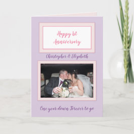 記念結婚紫と白の写真 カード