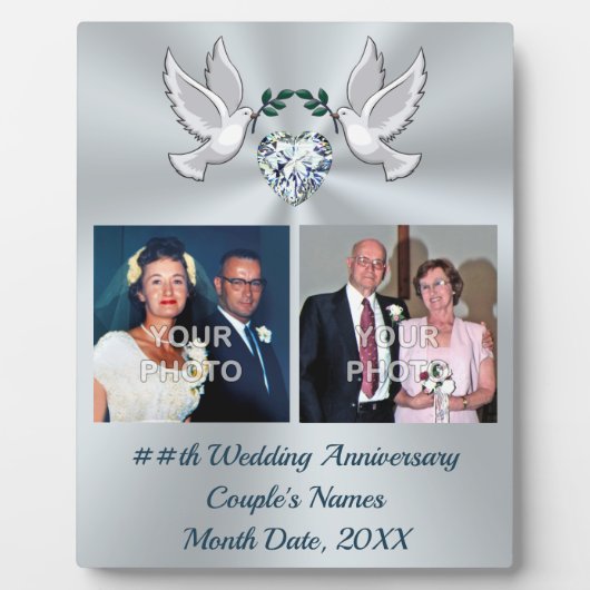 記念結婚贈与写真、1枚または2枚の写真 フォトプラーク (正面)