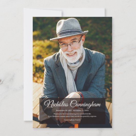 記念葬モダンシンプル写真 サンキューカード (正面)