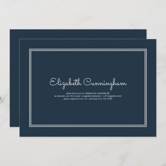 記念葬儀モダンエレガント 招待状 (正面/裏面)