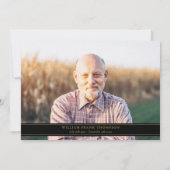 記念葬儀写真シンプル金ゴールドスエレガントクリプト サンキューカード (裏面)