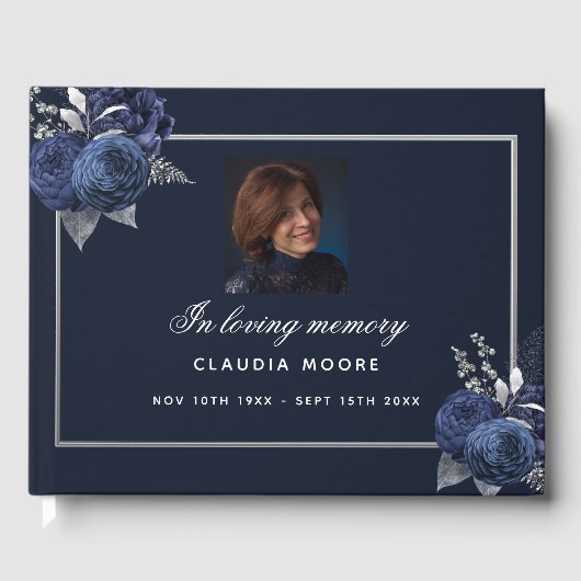 記念葬儀愛のメモリーブルーフローラ写真 ゲストブック (正面)
