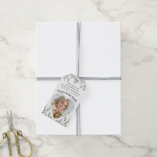 記念葬儀植物種子パケット写真 ギフトタグ (より糸付き)