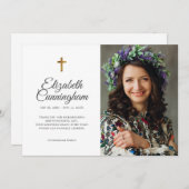 記念葬式シンプルモダンクロス写真 サンキューカード (正面/裏面)