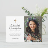 記念葬式シンプルモダンクロス写真 サンキューカード (スタンド正面)