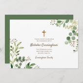 記念葬式モダン葉植物学 サンキューカード (正面/裏面)