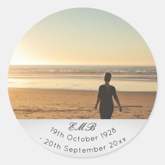 記念葬式モノグラム写真 ラウンドシール (正面)