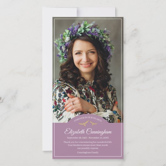 記念葬式モノグラム鳥クラシックの写真 サンキューカード (正面)