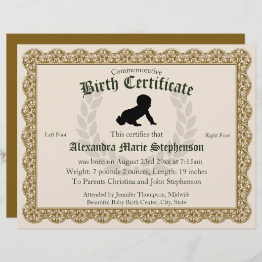 記念記念の記念の記念の記念の記念の足跡誕生証明書 (正面/裏面)