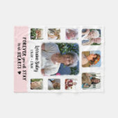 記念記念の記念写真フェードフォトコラージュピンク フリースブランケット (正面(横))