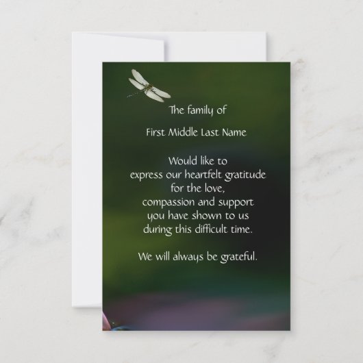 記念記念記念記念碑トンボ蓮の花 サンキューカード (裏面)