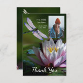 記念記念記念記念碑トンボ蓮の花 サンキューカード (正面/裏面)