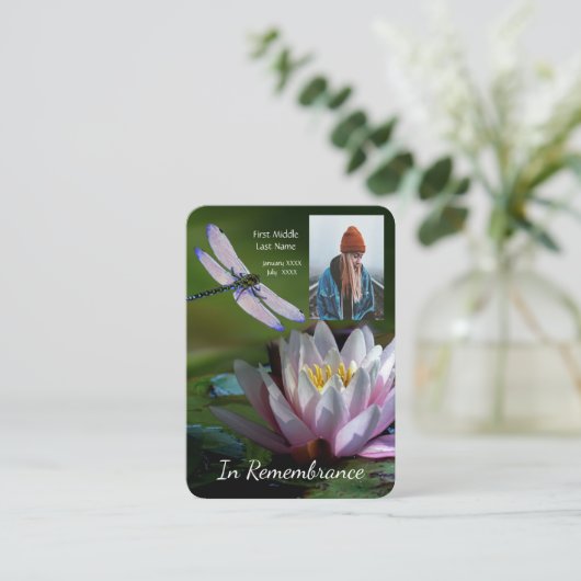 記念記念記念記念碑トンボ蓮の花 名刺 (スタンド正面)