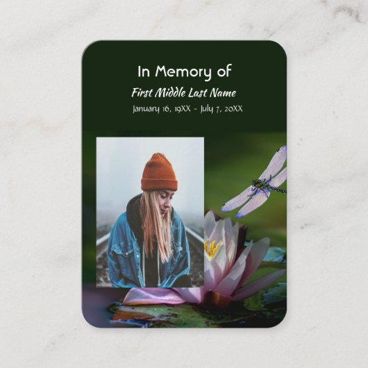 記念記念記念記念碑トンボ蓮の花 名刺 (正面)