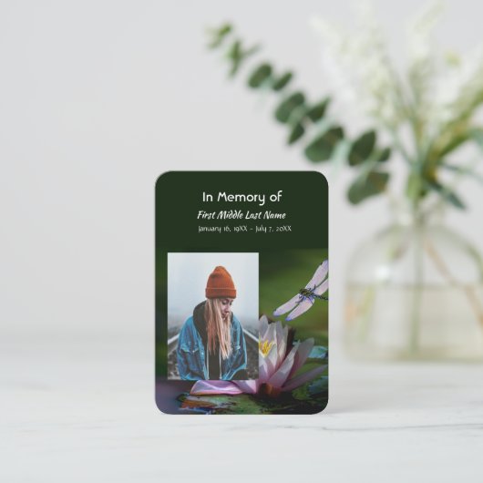 記念記念記念記念碑トンボ蓮の花 名刺 (スタンド正面)