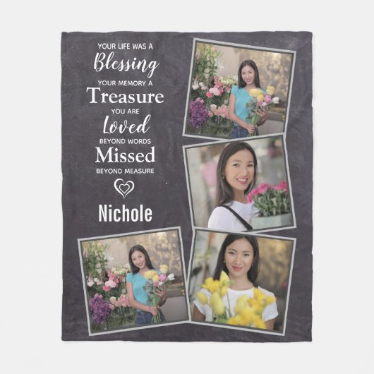 記念記念記念記念記念記念物家族の写真コラージュ フリースブランケット (正面)