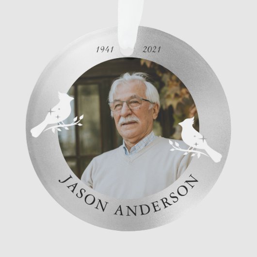 記念記念（鳥）ショウジョウコウカンチョウ鳥フェイク銀写真 オーナメント (正面)