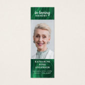 記念詩エメラルドグリーン写真葬式ブックマーク (正面)