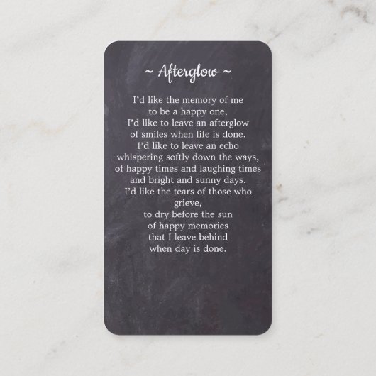 記念詩写真葬式祈りの言葉カード25 コーリングカード (裏面)
