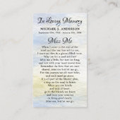 記念詩木版鹿の葬儀祈りの言葉カード コーリングカード (裏面)