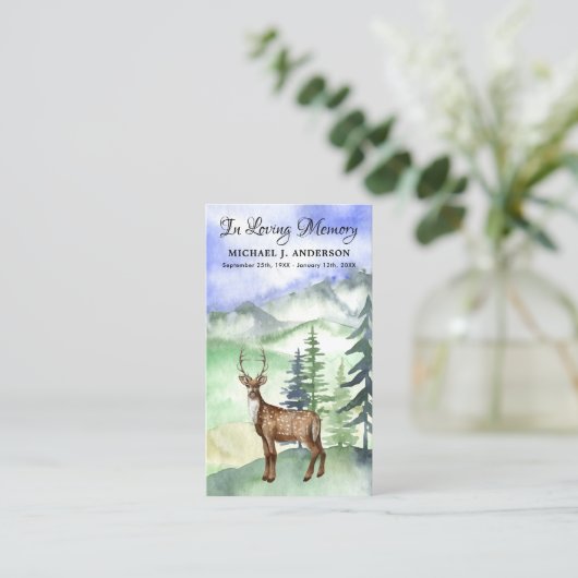 記念詩葬儀祈りの言葉カード樹林鹿 コーリングカード (スタンド正面)