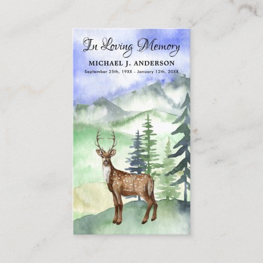 記念詩葬儀祈りの言葉カード樹林鹿 コーリングカード (正面)