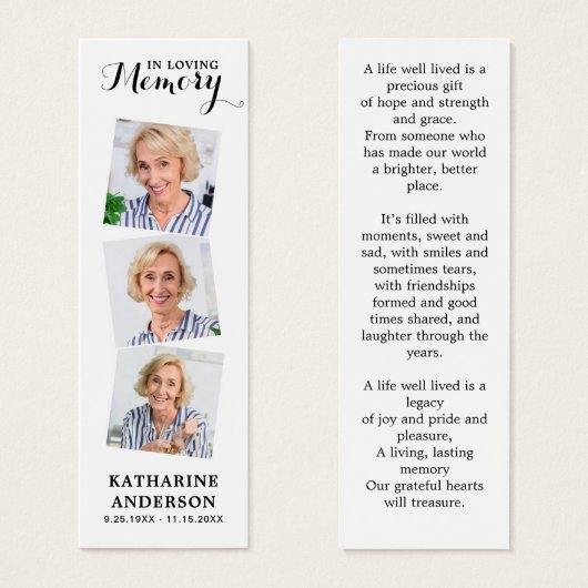 記念詩3写真葬式祈りの言葉しおり (正面&裏面)