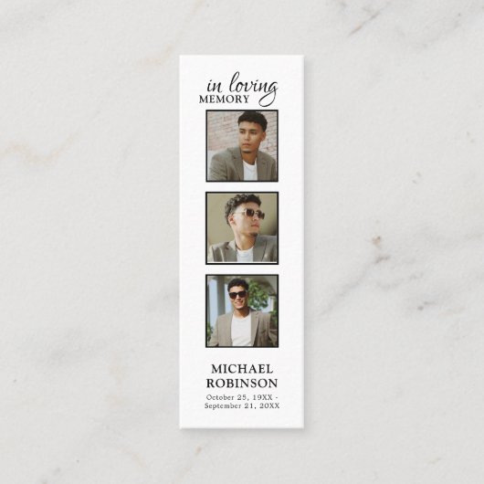記念詩3写真葬式祈りの言葉ブックマークカード スキニー名刺 (正面)