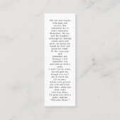 記念詩3写真葬式祈りの言葉ブックマークカード スキニー名刺 (裏面)