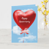 記念赤いハートの雲 カード (黄色い花)