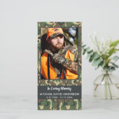 記念迷彩柄写真葬儀祈りの言葉しおりカード (スタンド正面)