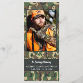 記念迷彩柄写真葬儀祈りの言葉カードブックマーク (正面)