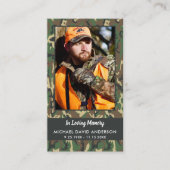 記念迷彩柄葬儀祈りの言葉カードハンター写真 コーリングカード (正面)