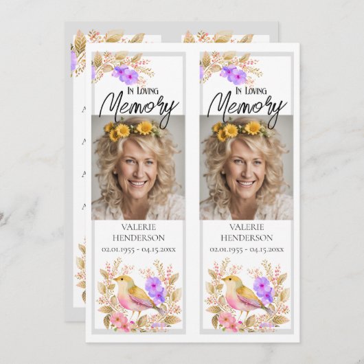 記念追悼の水の色の鳥2しおり 招待状 (正面/裏面)