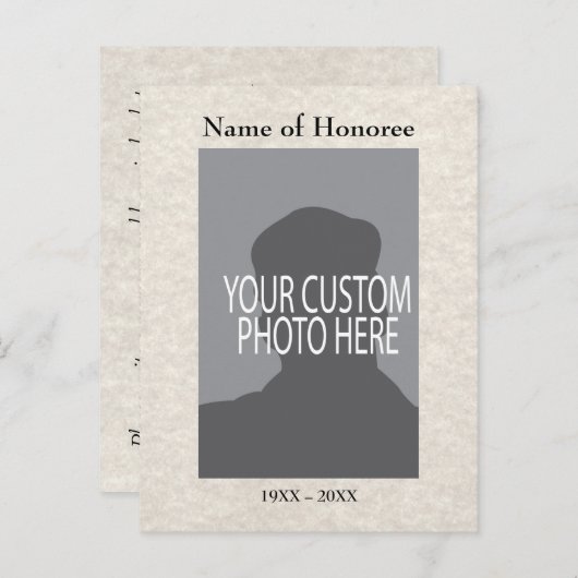 記念追悼式の思い出カードと写真 ポストカード (正面/裏面)