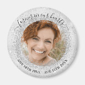 記念銀のキラキラ写真の愛はいつも マグネット (正面)
