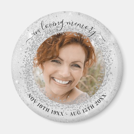 記念銀光のキラキラの写真エレガント マグネット (正面)