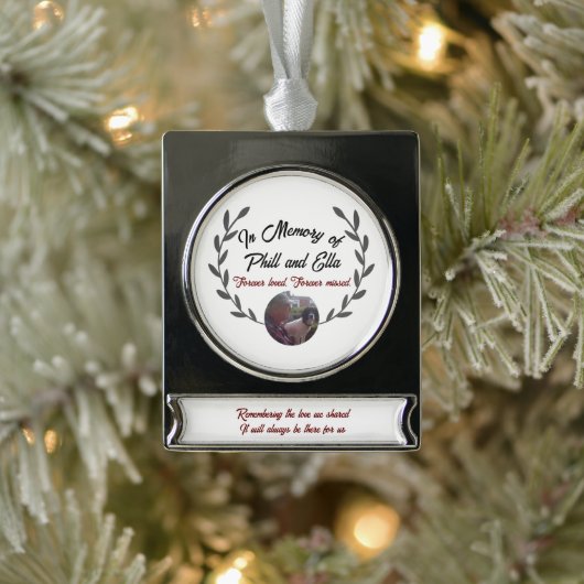 記念陶製の装飾カスタムで写真と文字 シルバープレートバナーオーナメント (ツリー)