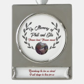 記念陶製の装飾カスタムで写真と文字 シルバープレートバナーオーナメント (正面)