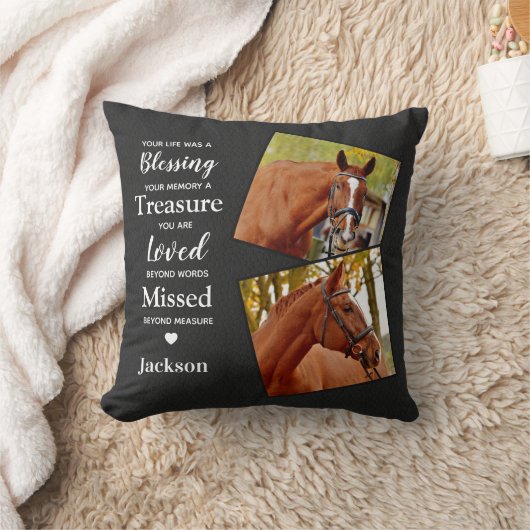 記念2パーソナライズされた写真モダンメモリアル クッション (ブランケット)